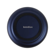 Danish-inspired Kooduu Glow 08 candle holder: safe, elegant LED lighting with cobalt blue glass and brushed aluminum.