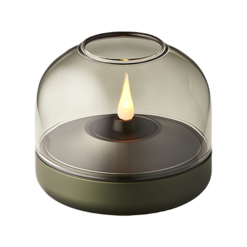 Kooduu Glow 08 candle holder in Green: elegant Danish design with rechargeable LED candle for 100+ hours of safe ambiance.