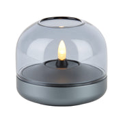 Kooduu Glow 08 candle holder in Moody Blue: elegant Danish design with rechargeable LED candle for 100+ hours of safe ambiance.