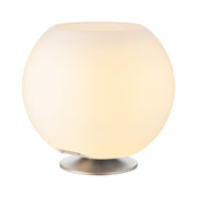 Sphere Silver by Kooduu: Danish-designed multifunctional speaker lamp and cooler with balanced sound and dimmable warm light.