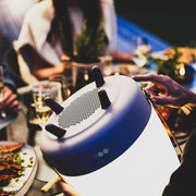 Lite-up Play by Kooduu: JBL-powered audio and warm LED ambiance with elegant wooden handle and Nordic-inspired design.