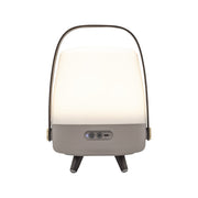 Kooduu Lite-up Play Mini in Earth: compact Bluetooth speaker lamp with JBL sound, warm LED light, and elegant wooden handle.