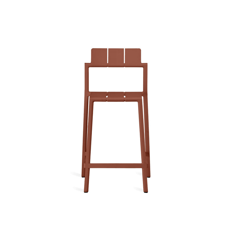 Modern Yard counter stool by TOOU Design, showcasing its stackable design and versatility for indoor and outdoor use.