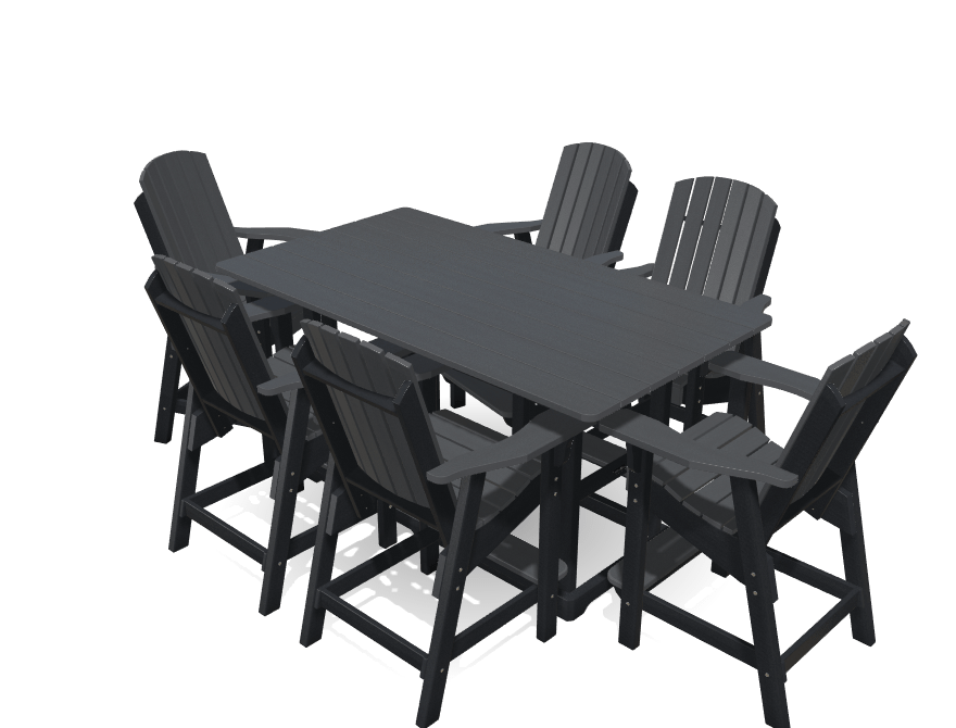 6&#39; Bistro Table Deluxe Set with 6 Chairs - MY OUTDOOR ROOM