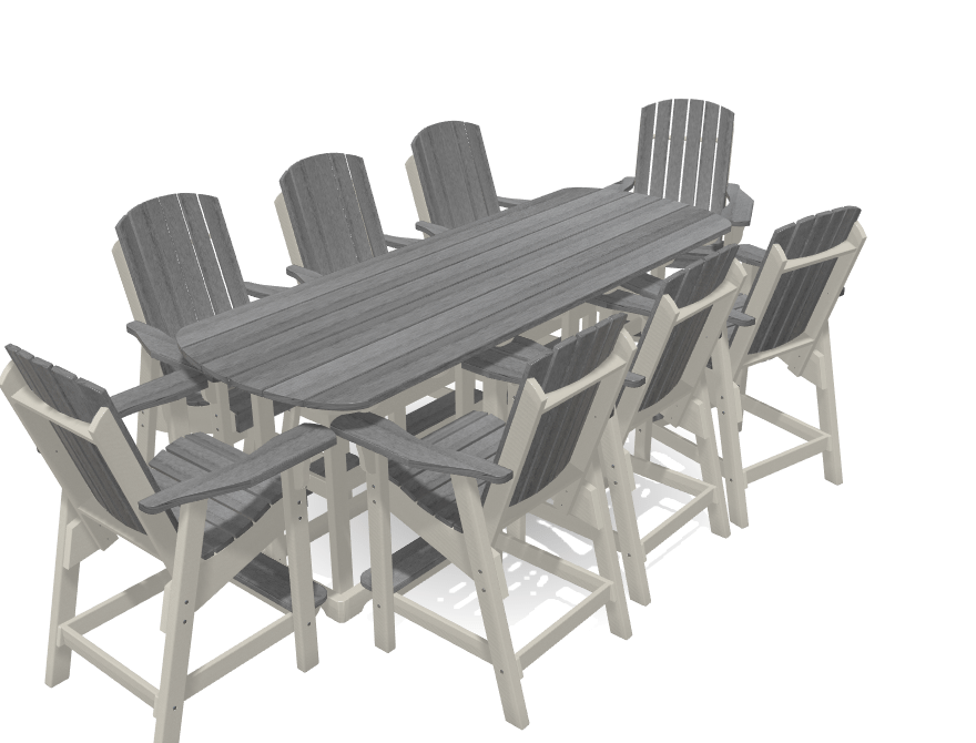 8&#39; Bistro Set with 8 Chairs - MY OUTDOOR ROOM