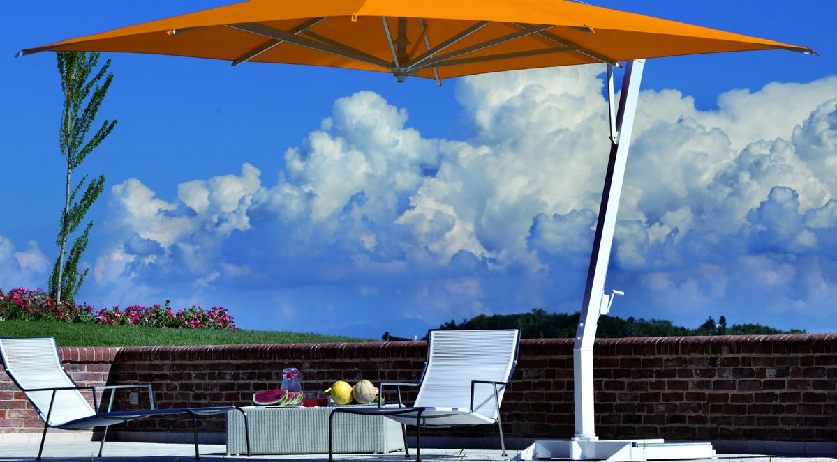 large fim cantilever patio umbrella LAUSAINT HOME 12FT Deluxe Cantilever Umbrella with Base Included Heavy Duty Outdoor Umbrellas Garden, Backyard quality solution Cantilever & Offset Umbrellas |