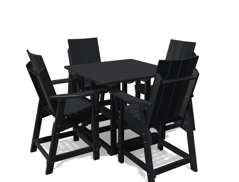 Square Bistro Table with 4 Modern Chairs