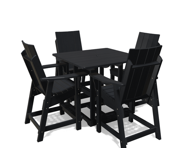 Square Bistro Table with 4 Modern Chairs