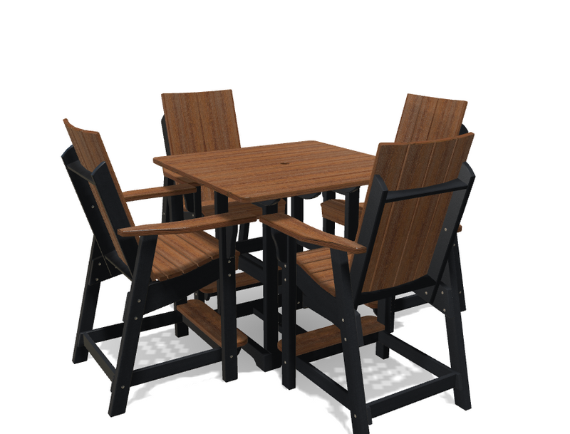 Square Bistro Table with 4 Modern Chairs