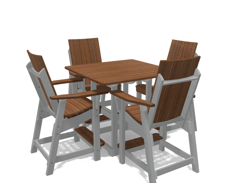 Square Bistro Table with 4 Modern Chairs