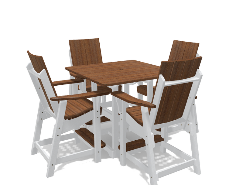 Square Bistro Table with 4 Modern Chairs