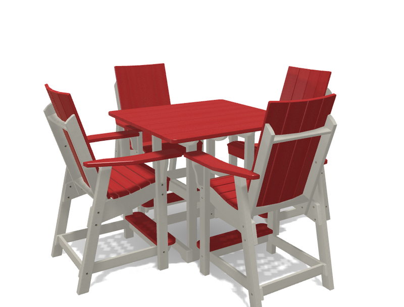 Square Bistro Table with 4 Modern Chairs