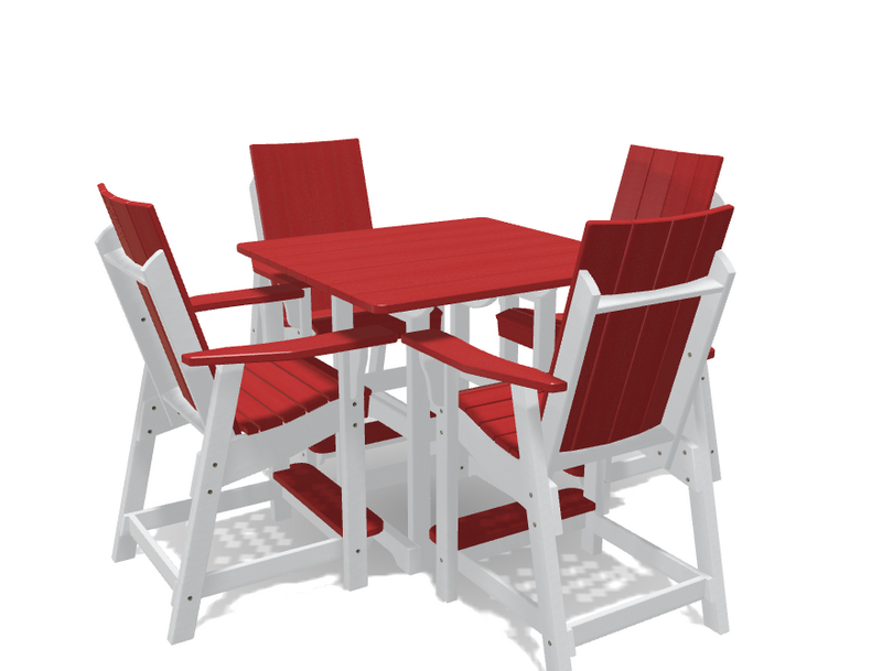 Square Bistro Table with 4 Modern Chairs
