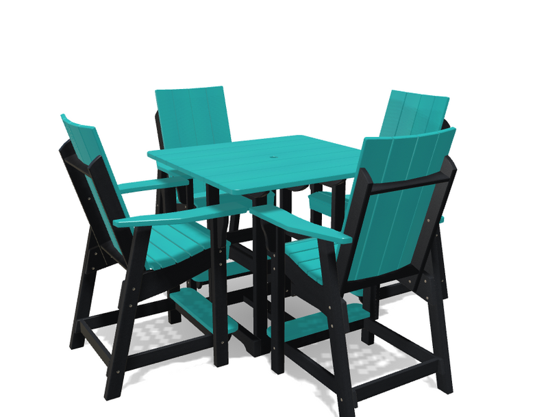 Square Bistro Table with 4 Modern Chairs