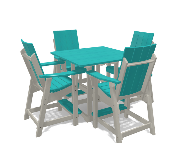 Square Bistro Table with 4 Modern Chairs