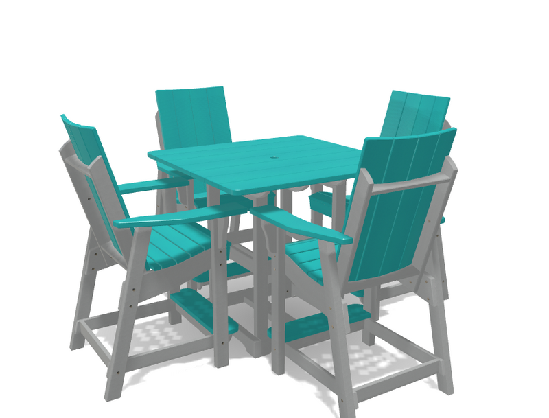 Square Bistro Table with 4 Modern Chairs