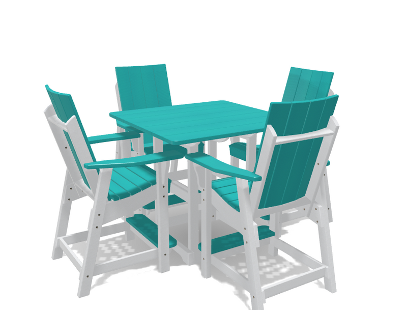 Square Bistro Table with 4 Modern Chairs