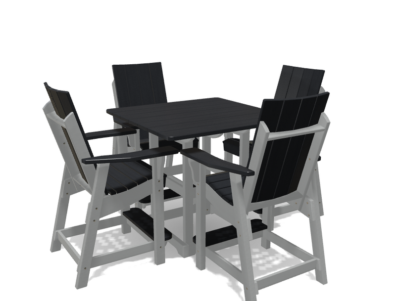 Square Bistro Table with 4 Modern Chairs