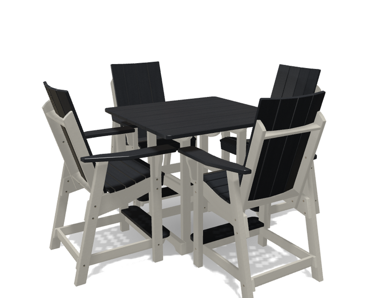 Square Bistro Table with 4 Modern Chairs