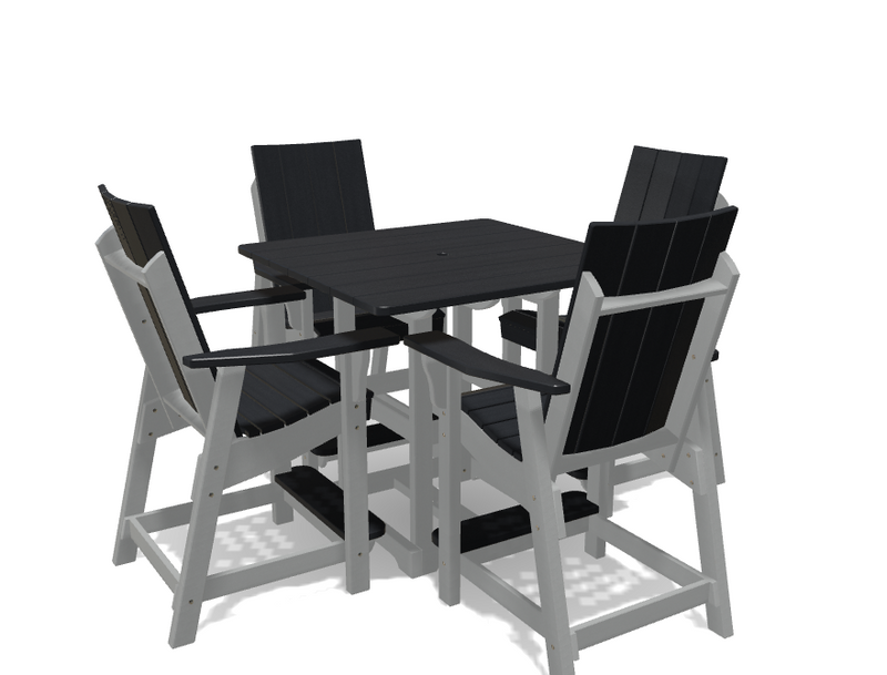 Square Bistro Table with 4 Modern Chairs