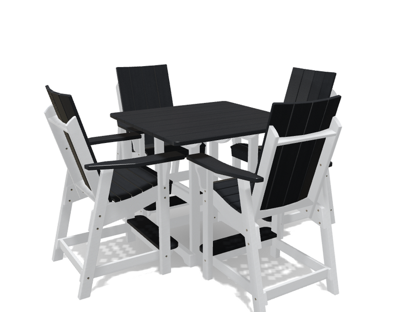 Square Bistro Table with 4 Modern Chairs