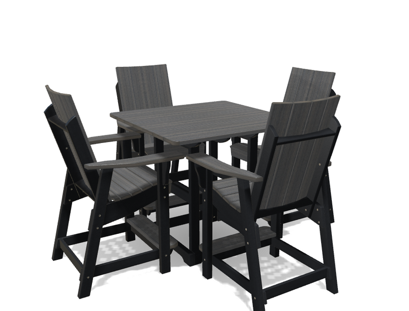 Square Bistro Table with 4 Modern Chairs