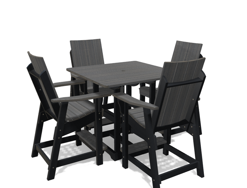 Square Bistro Table with 4 Modern Chairs