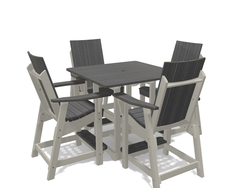 Square Bistro Table with 4 Modern Chairs