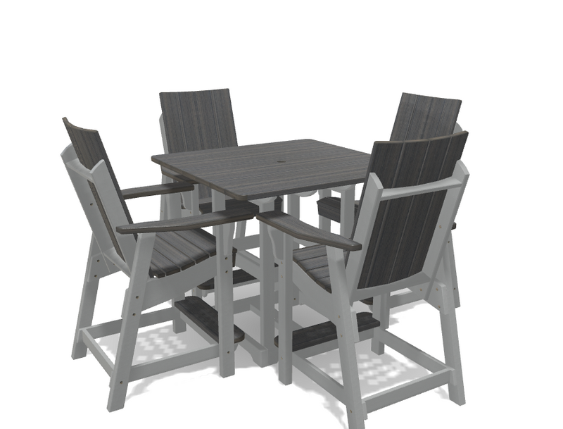 Square Bistro Table with 4 Modern Chairs