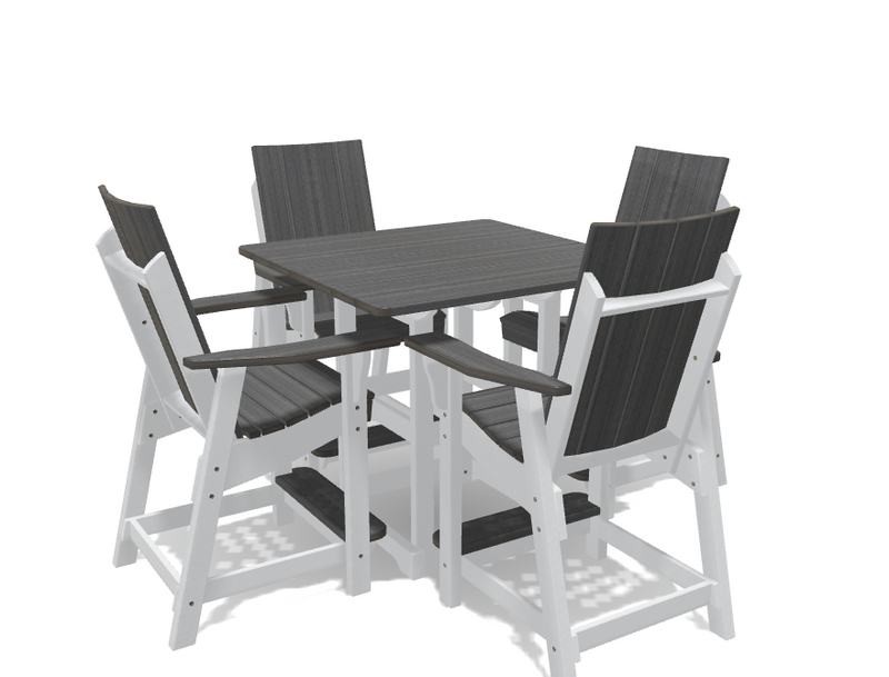 Square Bistro Table with 4 Modern Chairs