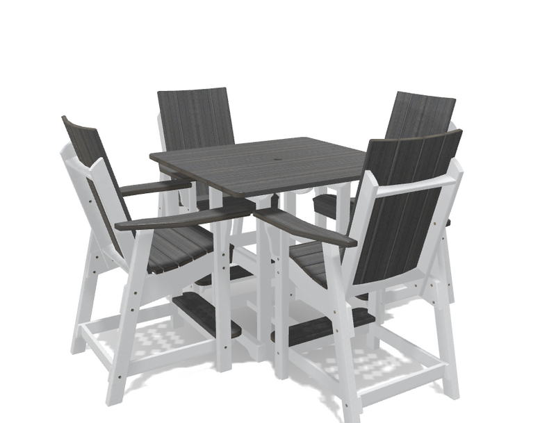 Square Bistro Table with 4 Modern Chairs
