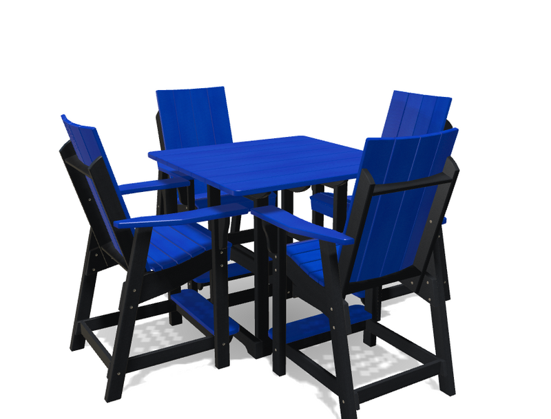 Square Bistro Table with 4 Modern Chairs