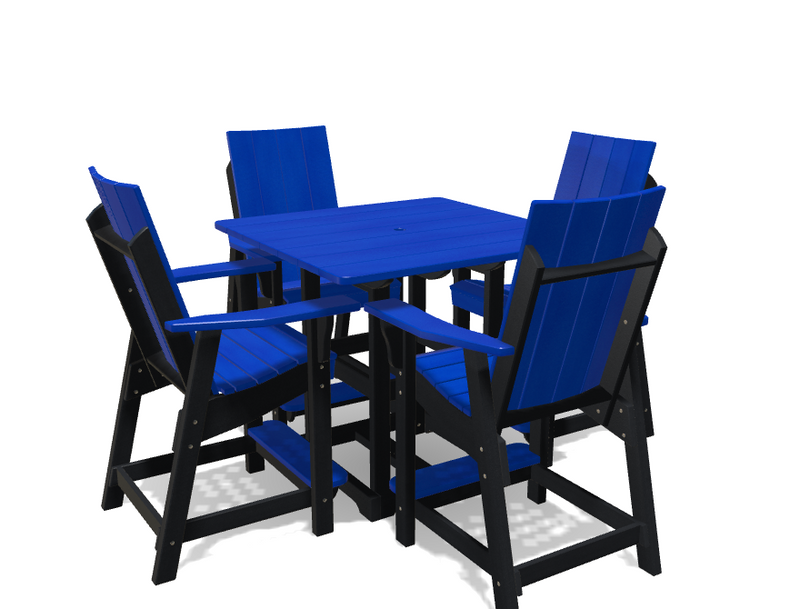 Square Bistro Table with 4 Modern Chairs