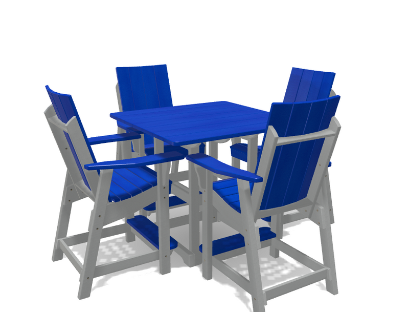 Square Bistro Table with 4 Modern Chairs