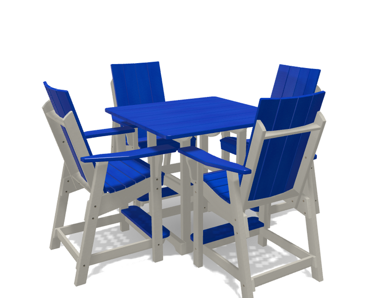 Square Bistro Table with 4 Modern Chairs