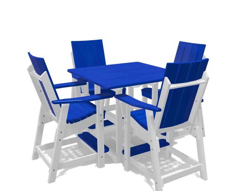 Square Bistro Table with 4 Modern Chairs