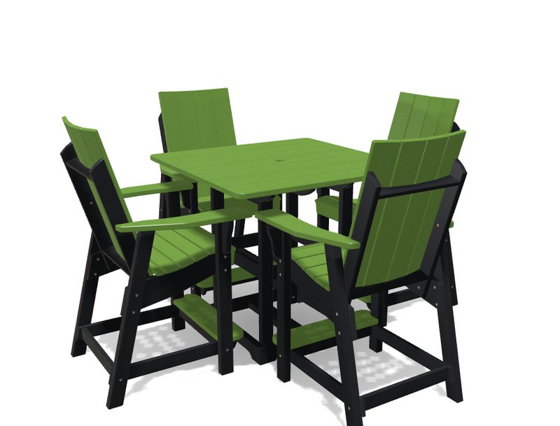 Square Bistro Table with 4 Modern Chairs