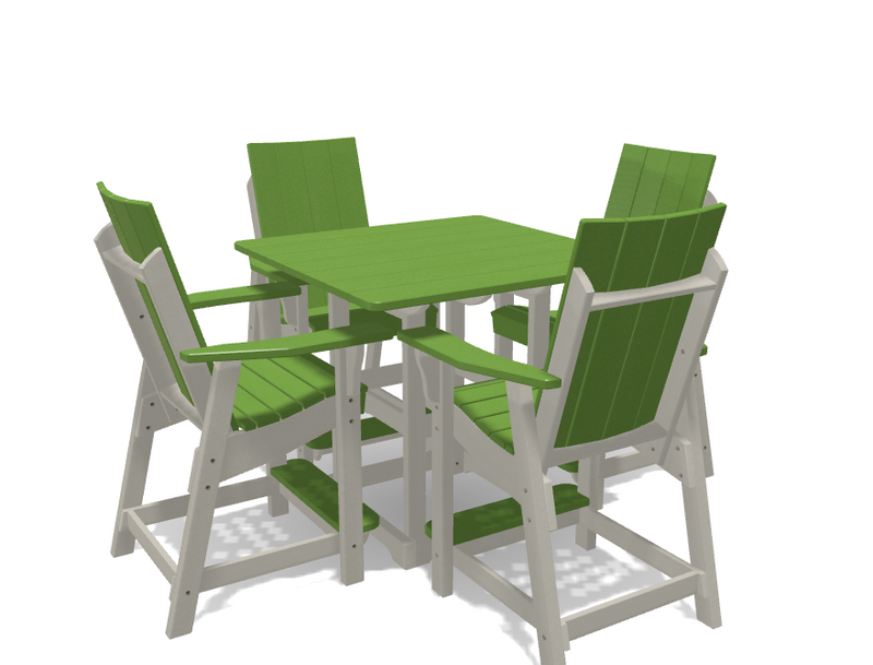 Square Bistro Table with 4 Modern Chairs