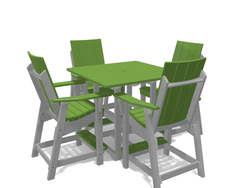 Square Bistro Table with 4 Modern Chairs