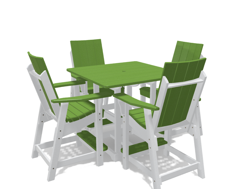 Square Bistro Table with 4 Modern Chairs