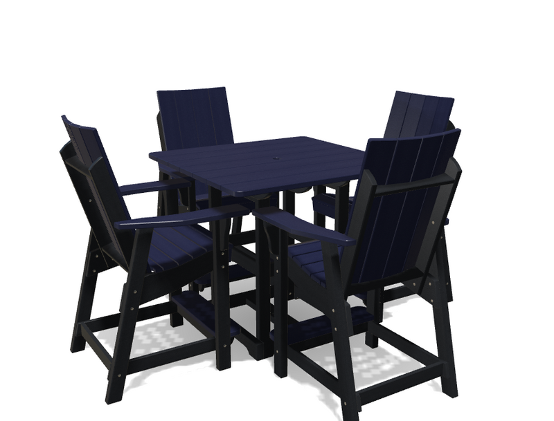 Square Bistro Table with 4 Modern Chairs