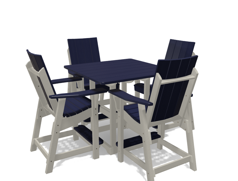 Square Bistro Table with 4 Modern Chairs
