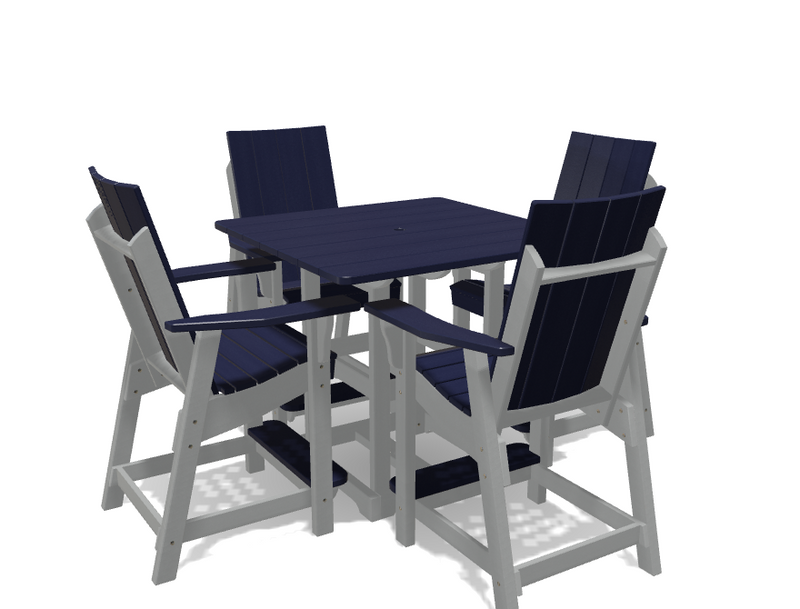Square Bistro Table with 4 Modern Chairs