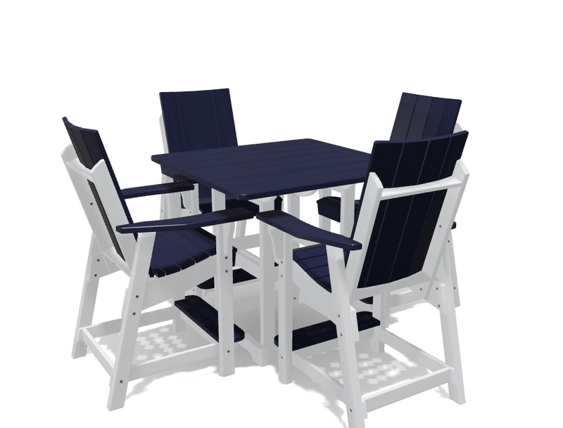 Square Bistro Table with 4 Modern Chairs