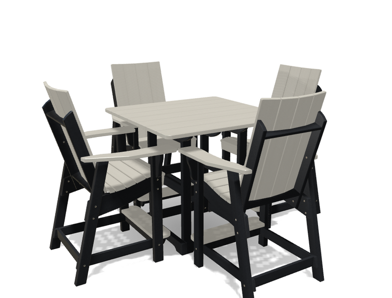 Square Bistro Table with 4 Modern Chairs