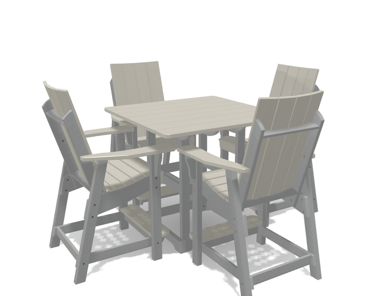 Square Bistro Table with 4 Modern Chairs