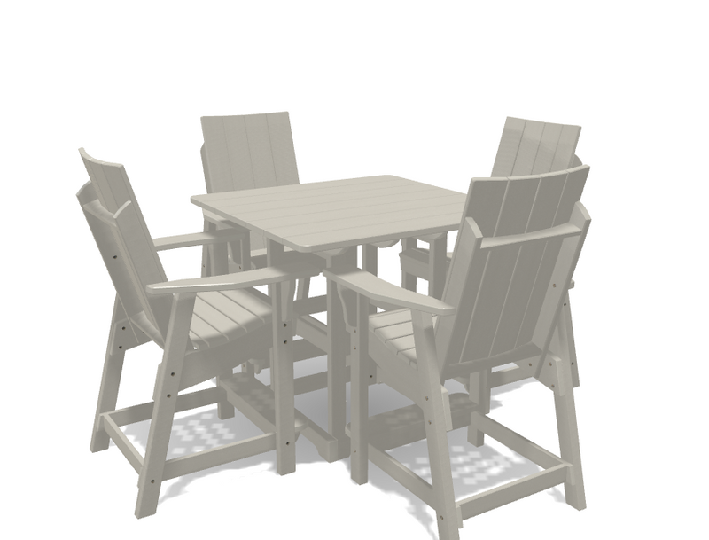 Square Bistro Table with 4 Modern Chairs