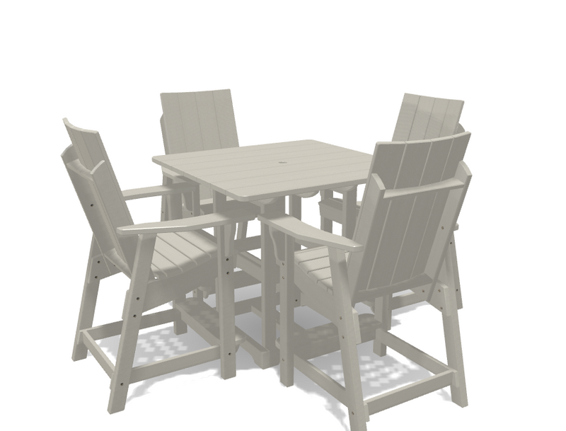Square Bistro Table with 4 Modern Chairs