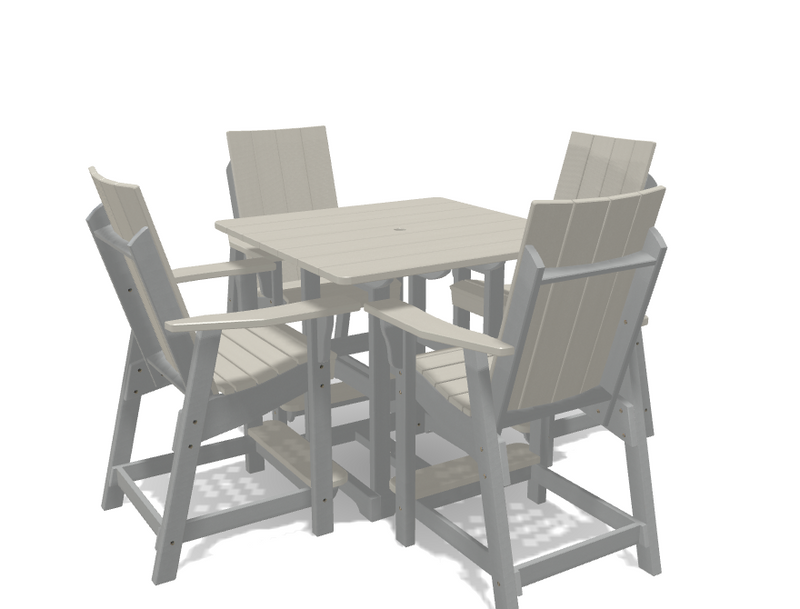 Square Bistro Table with 4 Modern Chairs