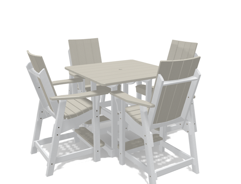 Square Bistro Table with 4 Modern Chairs
